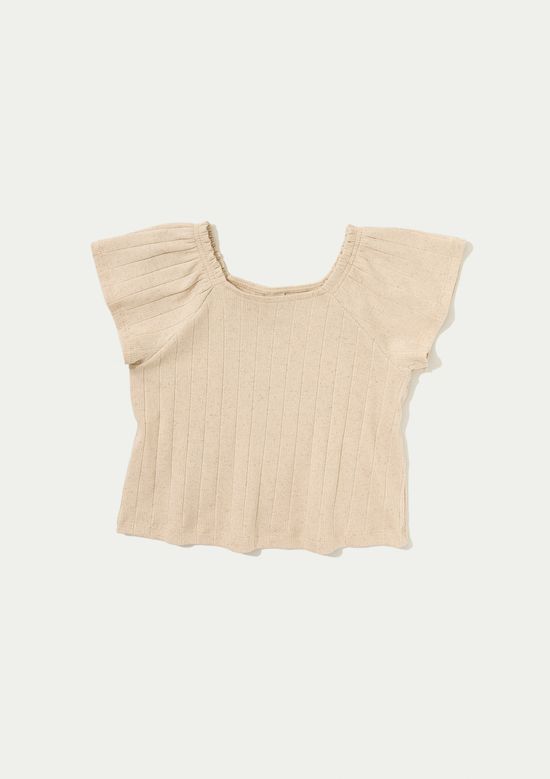 Foto do produto: Blusa Infantil Menina Em Ribana Com Linho - Off white