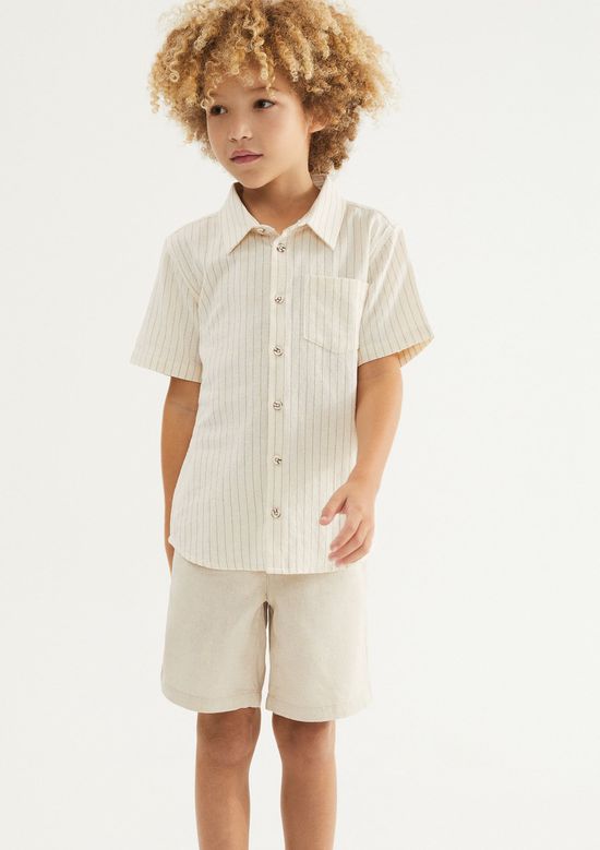 Foto do produto: Camisa Infantil Menino Fio Tinto Listrada - Bege