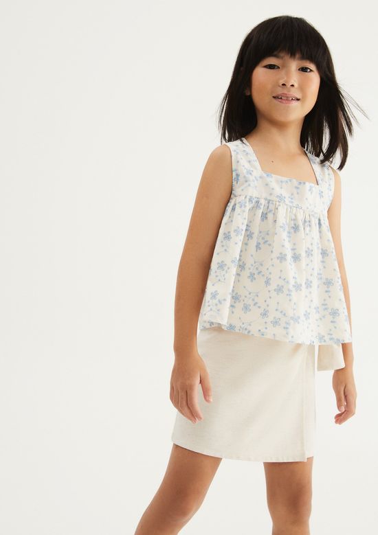 Foto do produto: Shorts Saia Infantil Menina Reto Com Linho - Natural