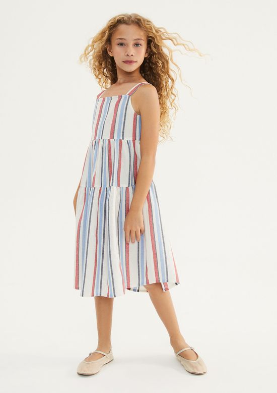 Foto do produto: Vestido Infantil Fio Tinto Listrado - Vermelho