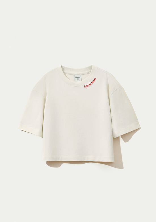 Foto do produto: Blusa Infantil Menina Oversized Boxy Bordada - Creme