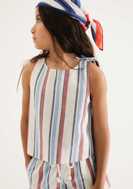 Foto do produto: Regata Infantil Menina Fio Tinto Listrada - Vermelho