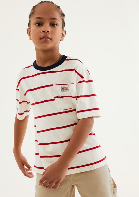 Foto do produto: Camiseta Infantil Menino Fio Tinto Listrada - Vermelho