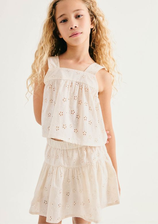 Foto do produto: Regata Infantil Menina Bordada - Creme