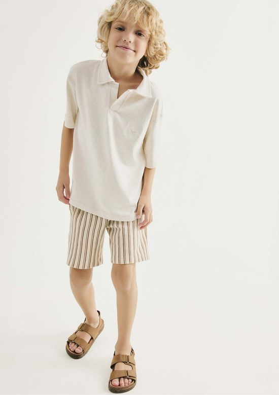Foto do produto: Bermuda Infantil Menino Fio Tinto Listrada - Creme