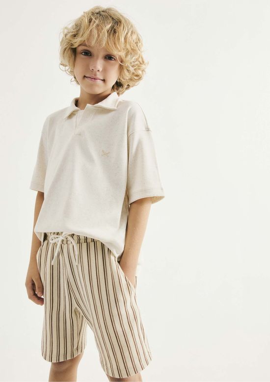Foto do produto: Bermuda Infantil Menino Fio Tinto Listrada - Creme