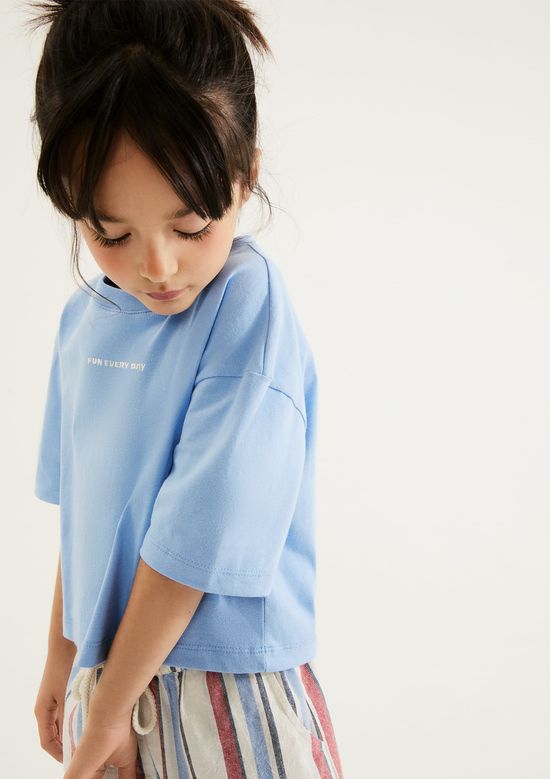 Foto do produto: Blusa Infantil Menina Oversized Boxy Bordada - Azul