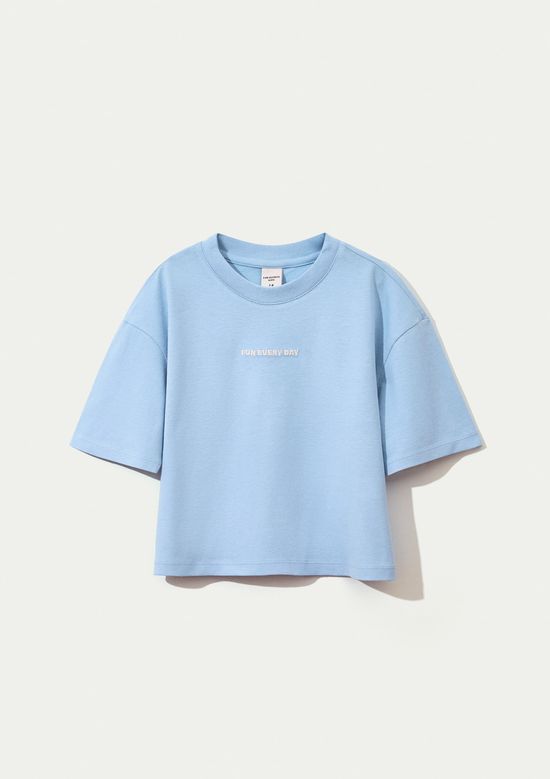 Foto do produto: Blusa Infantil Menina Oversized Boxy Bordada - Azul