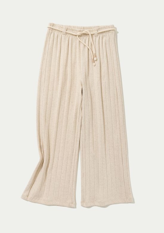 Foto do produto: Calça Infantil Menina Em Ribana Com Linho - Off white