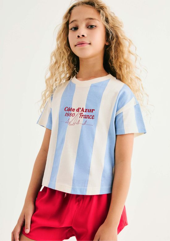 Foto do produto: Blusa Infantil Menina Algodão Listrada - Creme