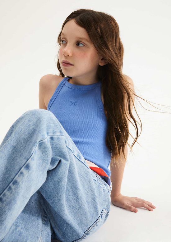 Foto do produto: Regata Infantil Menina Em Ribana - Azul