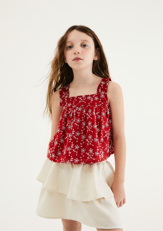 Foto do produto: Regata Infantil Menina Bordada - Vermelho