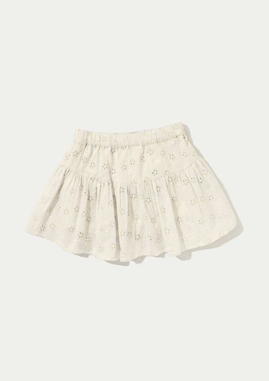 Foto do produto: Shorts Saia Infantil Curta Bordada - Creme