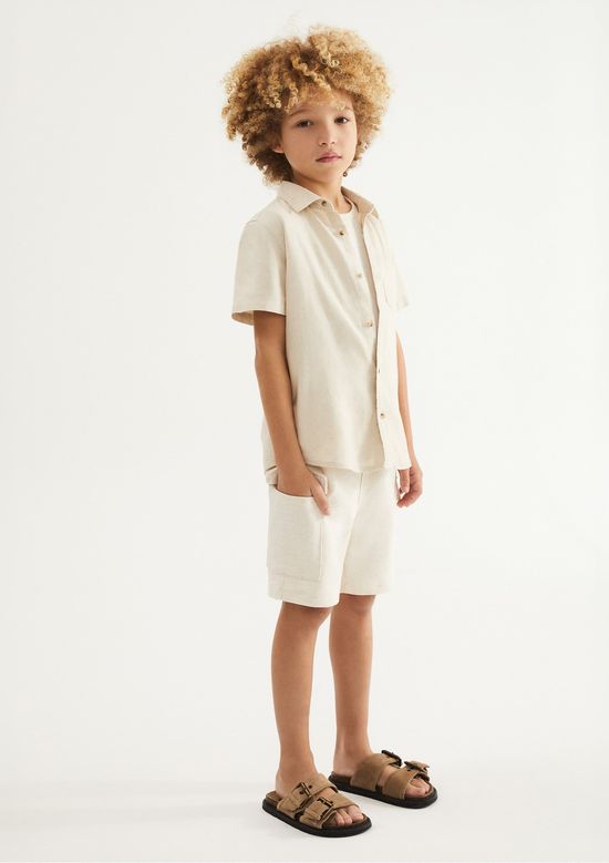 Foto do produto: Bermuda Infantil Menino Cargo Com Linho - Creme