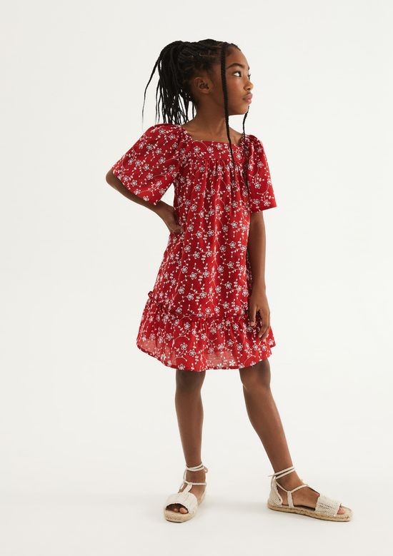 Foto do produto: Vestido Infantil Evasê Bordado - Vermelho