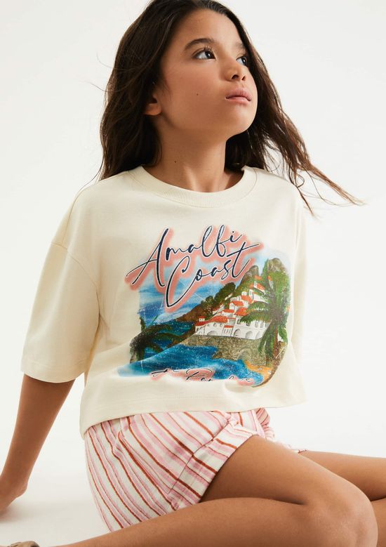 Foto do produto: Blusa Infantil Menina Box Oversized Super Cotton - Creme