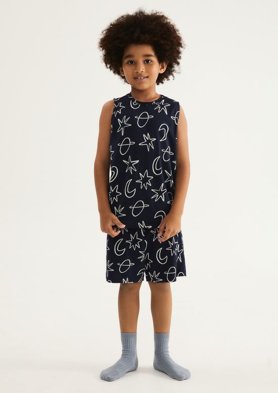 Foto do produto: Pijama Curto Infantil Menino Em Algodão - Azul