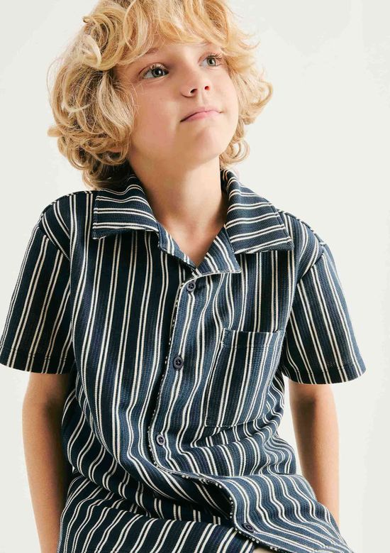 Foto do produto: Camisa Infantil Menino Fio Tinto Comfort - Azul