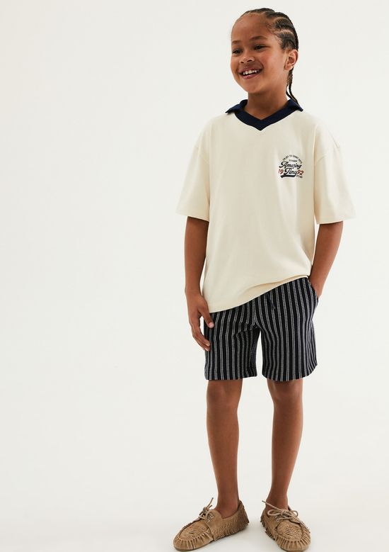 Foto do produto: Bermuda Infantil Menino Fio Tinto Listrada - Azul