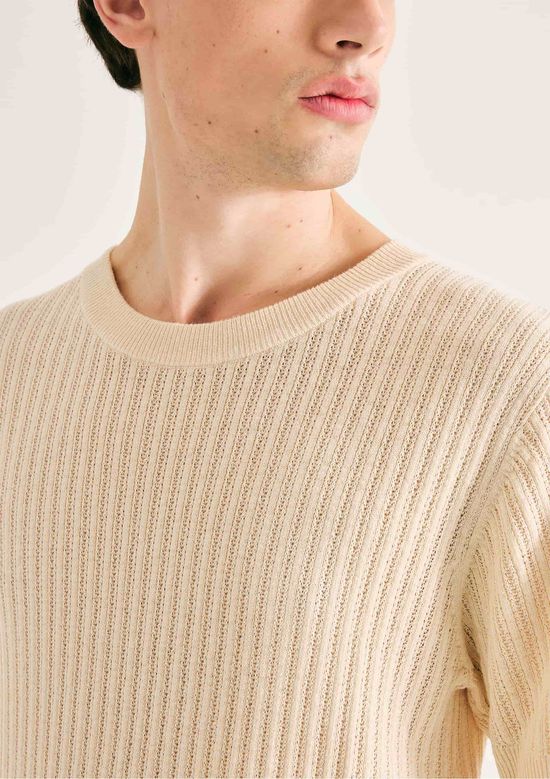 Foto do produto: Camiseta Masculina Manga Curta Em Tricô - Creme