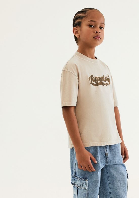 Foto do produto: Camiseta Infantil Menino Estampada Em Algodão - Bege