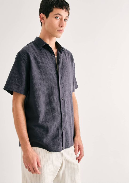 Foto do produto: Camisa Masculina Texturizada Com Liocel - Azul