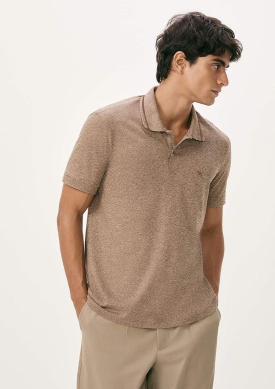 Foto do produto: Camisa Polo Básica Masculina Em Malha Texturizada - Marrom