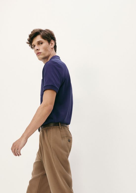 Foto do produto: Camisa Polo Básica Masculina Em Piquet Com Bolso - Azul