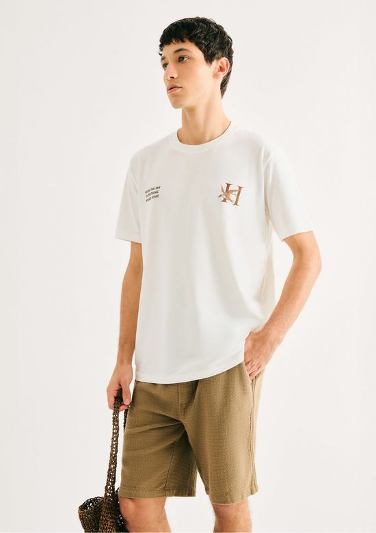 Foto do produto: Camiseta Masculina Manga Curta Com Estampa - Branco