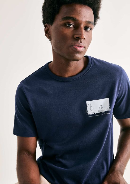 Foto do produto: Camiseta Masculina Slim Estampada - Azul