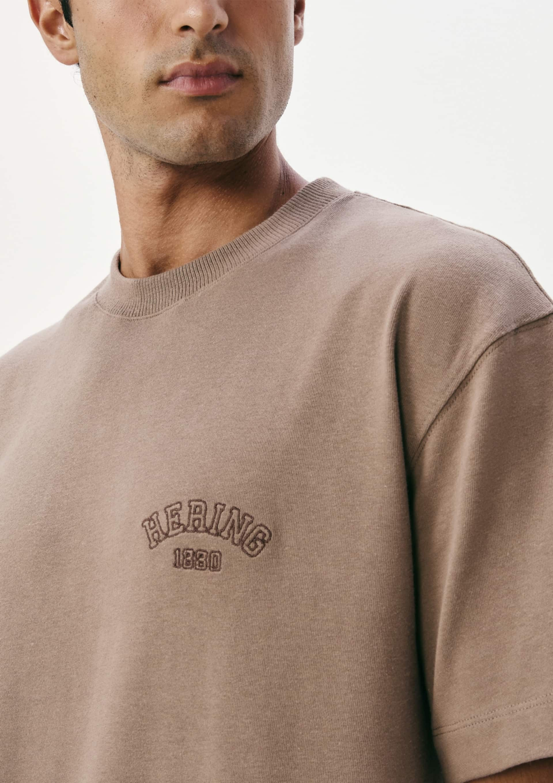 Camiseta Unissex Relaxed Manga Curta Com Bordado - Marrom | Hering