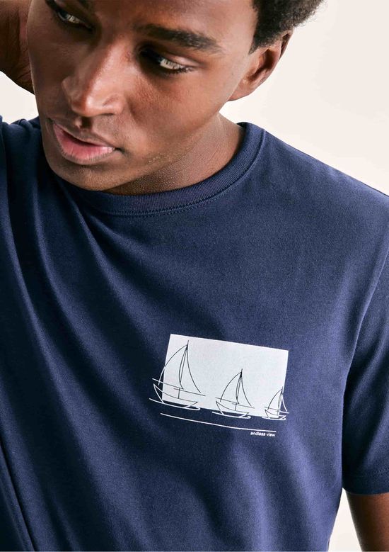 Foto do produto: Camiseta Masculina Slim Estampada - Azul