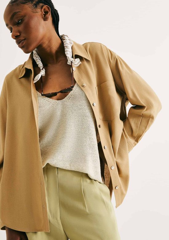 Foto do produto: Camisa Feminina Manga Longa Oversized - Bege