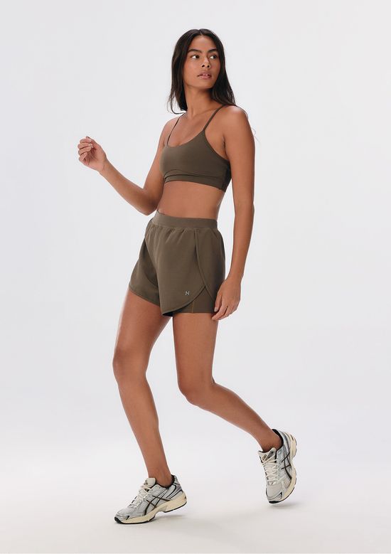 Foto do produto: Shorts Esportivo Feminino Runner Texturizado - Marrom