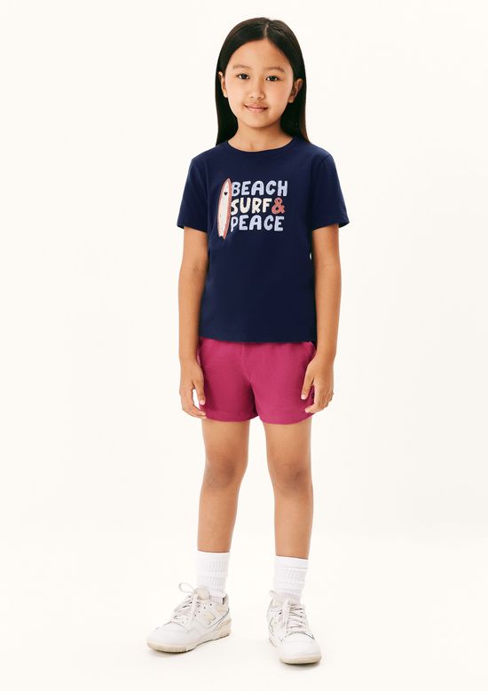 Foto do produto: Blusa Infantil Menina Manga Curta Com Estampa - Azul