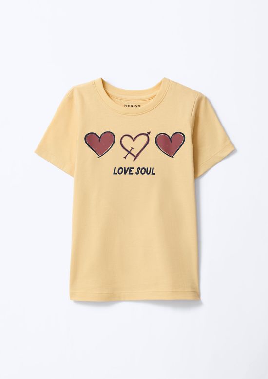 Foto do produto: Blusa Infantil Menina Manga Curta Com Estampa - Amarelo