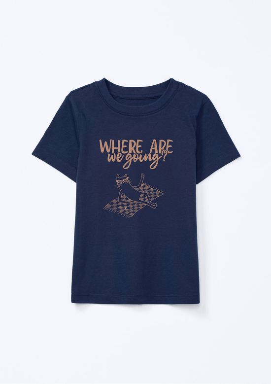 Foto do produto: Blusa Infantil Menina Manga Curta Com Estampa - Azul