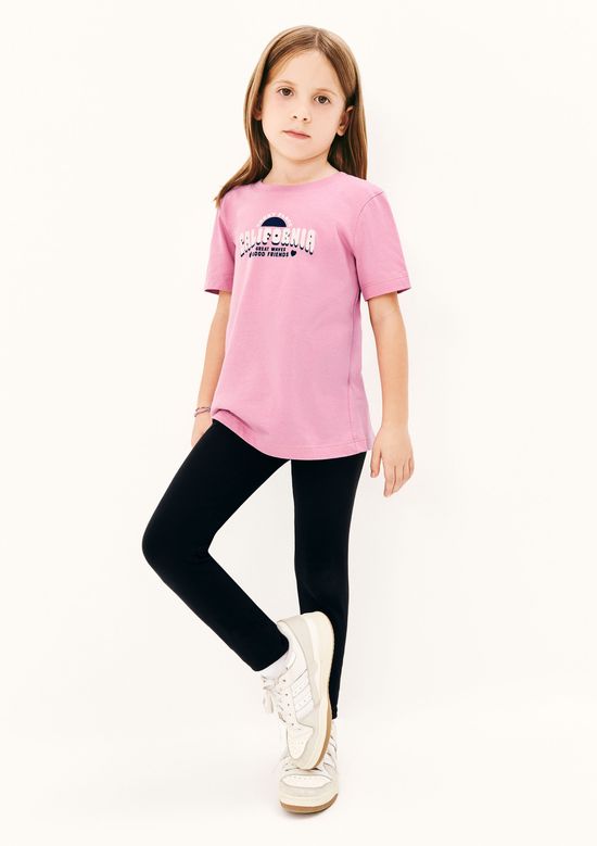 Foto do produto: Blusa Infantil Menina Manga Curta Com Estampa - Rosa