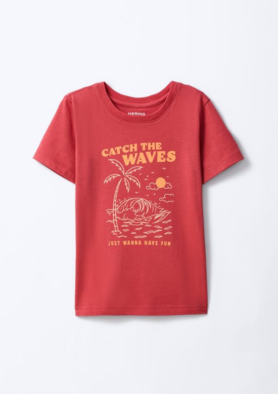 Foto do produto: Blusa Infantil Menina Manga Curta Com Estampa - Vermelho