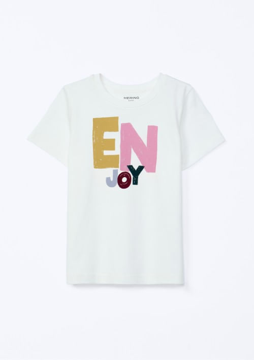 Foto do produto: Blusa Infantil Menina Manga Curta Com Estampa - Branco