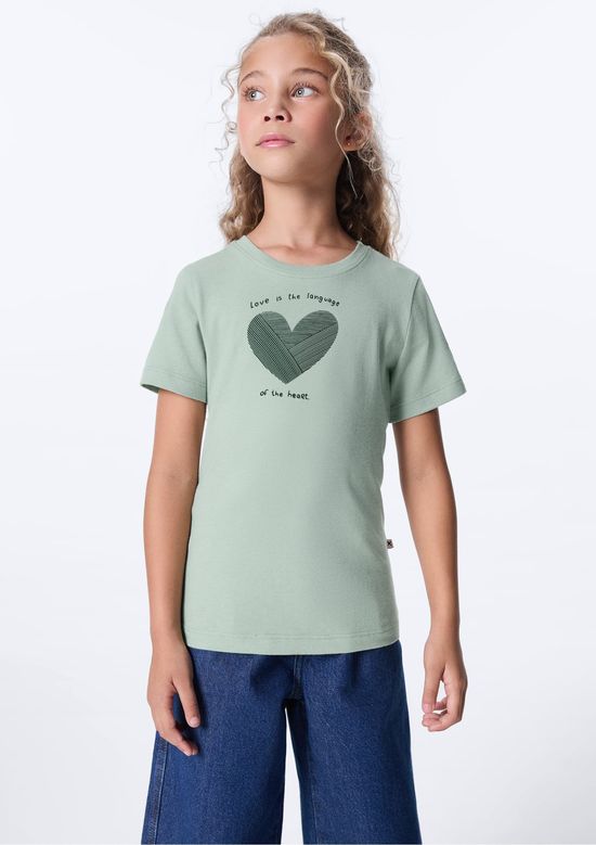 Foto do produto: Blusa Infantil Menina Manga Curta Com Estampa - Verde