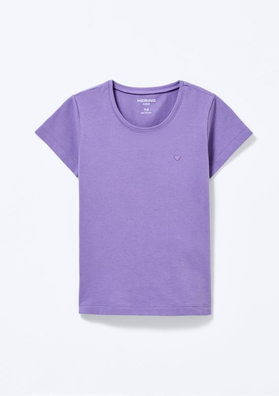 Foto do produto: Blusa Básica Infantil Menina Com Bordado Coração - Roxo
