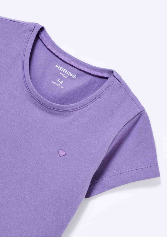 Foto do produto: Blusa Básica Infantil Menina Com Bordado Coração - Roxo