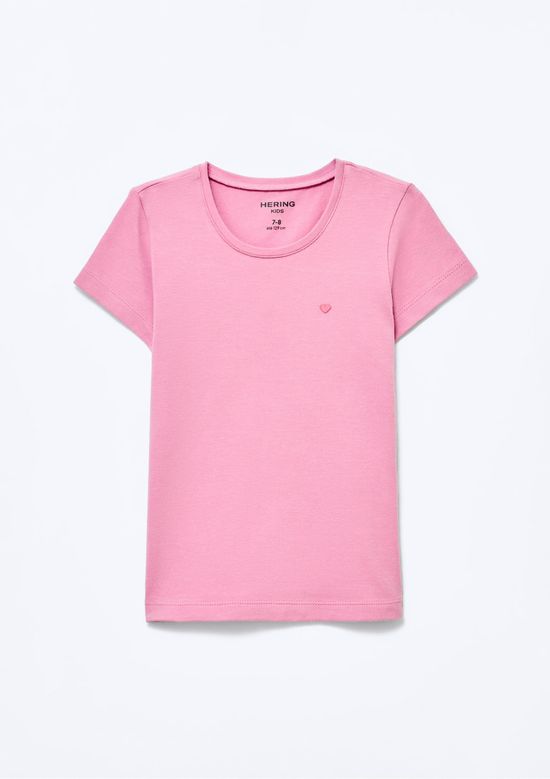 Foto do produto: Blusa Básica Infantil Menina Com Bordado Coração - Rosa