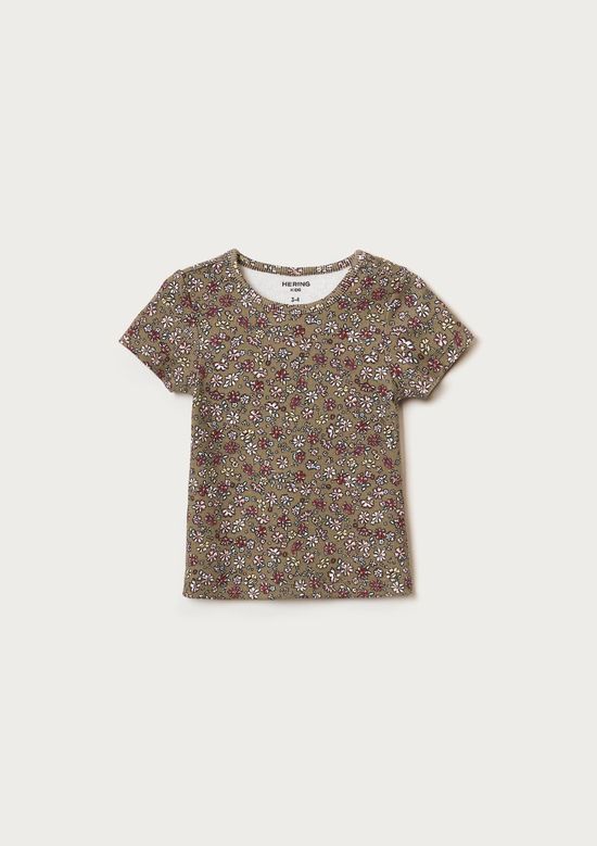 Foto do produto: Blusa Infantil Menina Manga Curta Em Ribana Estampada - Caqui