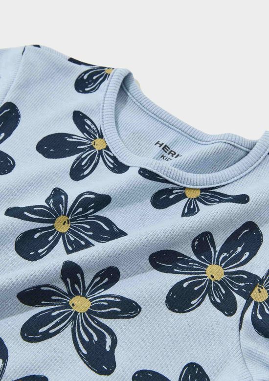 Foto do produto: Blusa Infantil Menina Manga Curta Em Ribana Estampada - Azul