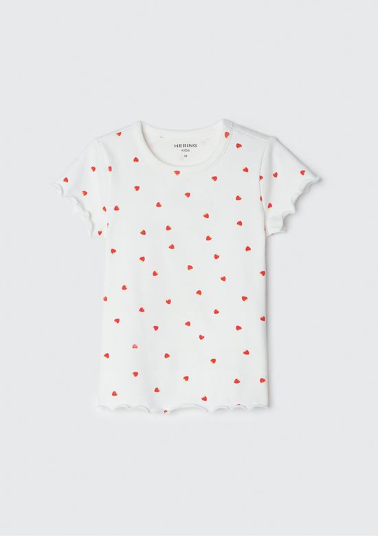 Foto do produto: Blusa Infantil Menina Manga Curta Em Ribana Estampada - Off white