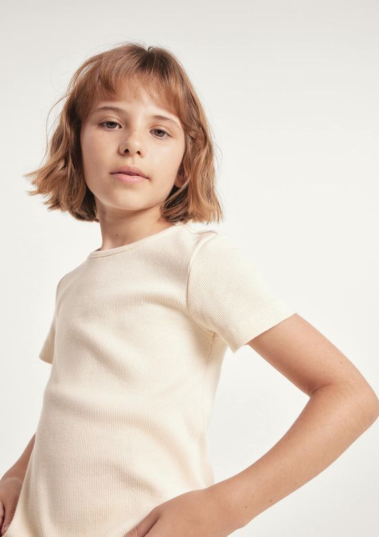 Foto do produto: Blusa Manga Curta Infantil Menina Em Ribana - Creme