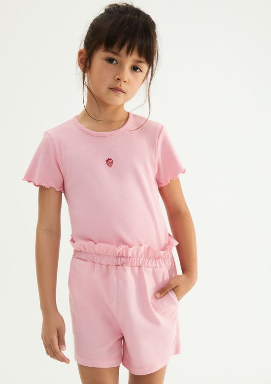 Foto do produto: Blusa Manga Curta Infantil Menina Em Ribana - Rosa