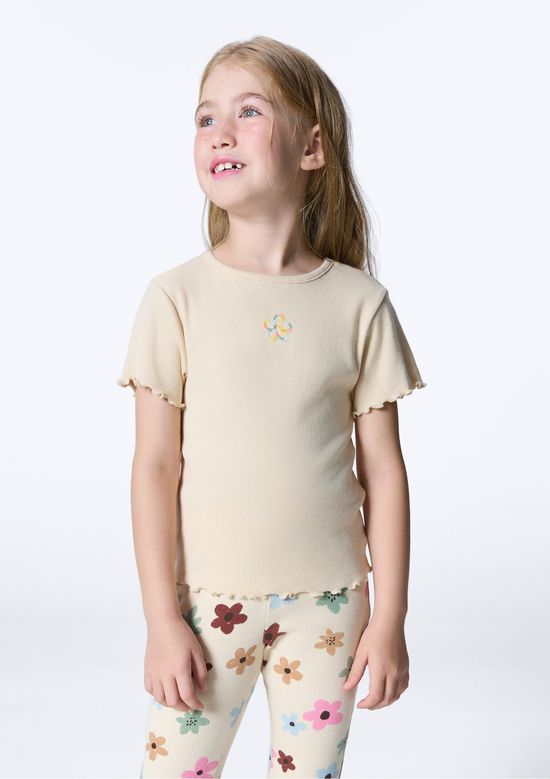 Foto do produto: Blusa Manga Curta Infantil Menina Em Ribana - Nude